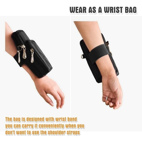 Women's Black Small Crossbody Waterproof Nylon Purses Mini Shoulder Travel Bag - Picture 7 of 9